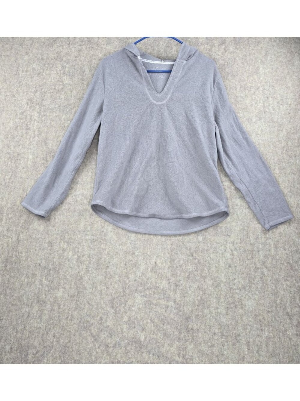 Sonoma Women’s Light Gray Hooded Pullover Long Sleeve Shirt Polyester